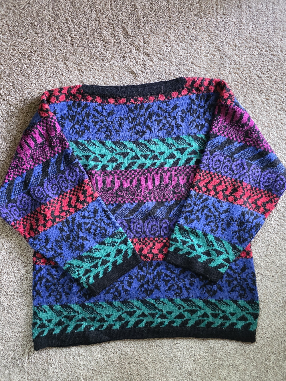 Vintage Lady Joyce Sweater Size 38 Medium 90s Colorful Geometric Abstract Knit